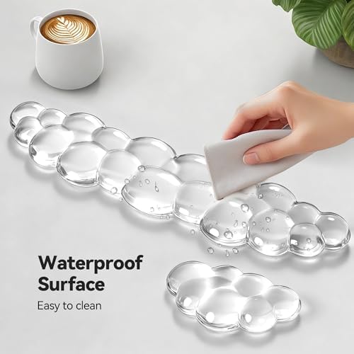 TECKNET Gel Cloud Wrist Rest Set, Cloud Wrist Rest with Non-Slip Base, Clear Wrist Pad for Keyboard with Mouse Wrist Rest for Computer Laptop Office Gaming and Pain Relief, Transparent - Image 6