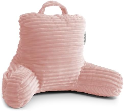 Nestl Reading Pillow for Kids & Teens with Shredded Memory Foam, Luxe Cut Plush Backrest Pillows for Reading and Gaming, for use on Couch or Bed, Adjustable Support with Washable Cover Peach Beige by Nestl