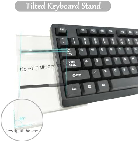 Gel Wrist Rest for Keyboard and Mouse Transparent Acrylic Tilted Keyboard Riser for Desktop Ergonomic Computer Keyboard Stand Holder for Desk Silicone Mouse Wrist Pad Support 60% 68% 75% White - Image 4