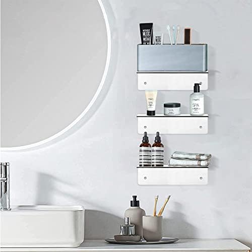 9 Inch Acrylic Floating Shelf, No Drill Adhesive Wall Shelf Set of 4 for Storage, Floating Shelves Damage-Free Expand Wall Space for Living Room, Office, Gaming Room, Bathroom - Image 2