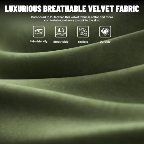 Ferghana Ergonomic Velvet Gaming Chair with Massage, Footrest & Reclining High Back, Racing Style Computer Desk Chair for Adults, Home Office Use, Green - Image 6
