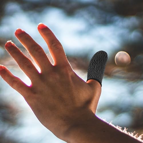 PRETYZOOM Gaming Finger Sleeves 20pcs (10 Pairs) with Sweat-Resistant Breathable Fabric, Professional 38-Needle Stitch Thumb and Finger Covers for Mobile Phone Gaming, Includes Storage Box - Image 5