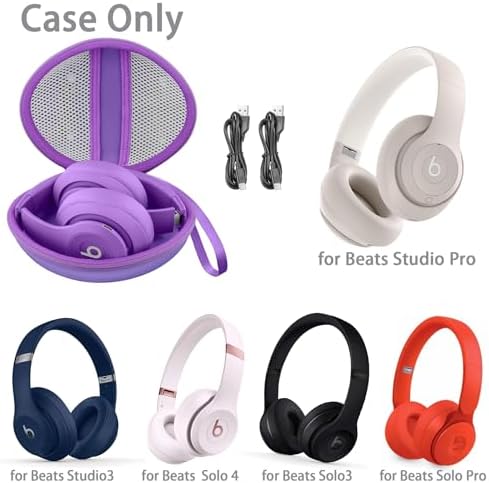 for Beats Studio Pro/Studio3/Solo4/Solo3 Headphones Hard Case, Purple - Image 2