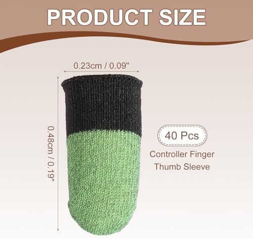 PATIKIL Controller Finger Thumb Sleeves, 40 Pack Mobile Gaming Finger Sleeve Silver Fiber Tip Gloves Anti-Sweat Breathable for Game Phone Touchscreen Devices, Green - Image 2