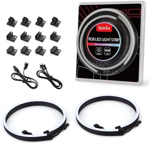 NEON RGB PC LED Strip, RGB Strip for 12V 4-Pin RGB LED Headers, Compatible with Aura SYNC, Gigabyte RGB Fusion, Mystic Light Sync, ASROCK Aura RGB Motherboard, with 12pcs Strong Magnetic Brackets by Speclux