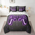 Feelyou Gamer Comforter Set with Sheets for Kids Boys Teens Game Controller Bed in a Bag Gaming Gifts 7 Piece Bedding Set Full Size for All Season,Purple Bed Set by Feelyou