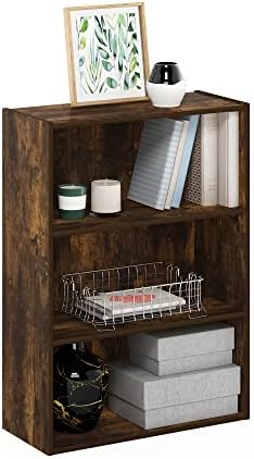 Furinno PASIR Book Shelf, 3-Tier Bookshelf, Storage Shelves Bookcase, 9.7 x 23.7 x 31.5, for Living Room, Bedroom, Home Office, Amber Pine by Furinno-FitsYourSpaceFitsYourBudget