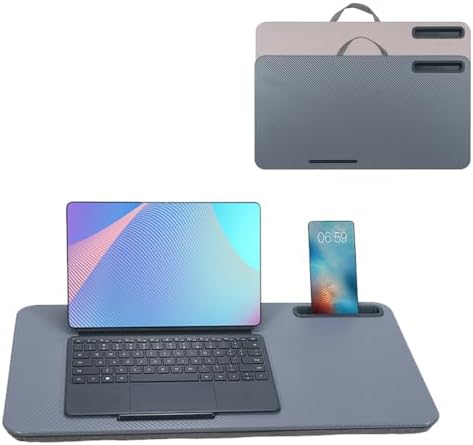 Portable Laptop Desk Fits Up to 16“ Laptops, with Tablet Slot, Built-in Cushion, Great for Home & Office,Lap Desk for Laptop,Lap Desk with Cushion (Dark Grey, Large) by YUELAKE