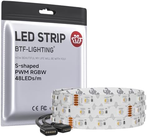 BTF-LIGHTING S Shaped Design RGB+3000K 24V 9.8ft 144LEDs RGBW LED Strip by BTF-LIGHTING