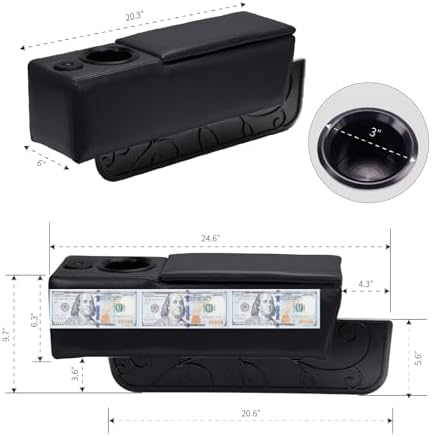 Sofa Armrest with Cup Holder, PU Leather Multifunctional Couch Arm Rest Insert, Removable Couch Caddy with Storage, Equipped with LED Reading Light & Wireless Charge Stand - Image 2