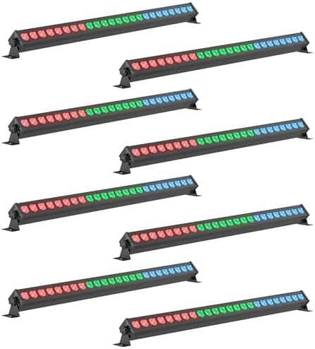 Led Stage Lights Bar,72W 24LEDs RGB Dj Strobe Party Lights Bar 3 in 1 Wall Washer Light Indoor with DMX Control AutoPlay Sound Activated Color Changing for Church Christmas Wedding Dance (8) by Warmdance