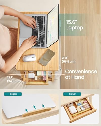 SONGMICS Bed Laptop Desk, Folding Bed Table Adjustable Angle and Height - Image 4
