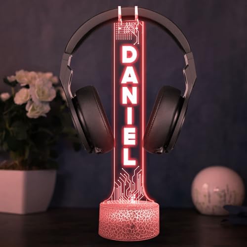 Personalized DJ Headphone Holder with RGB LED Lights, Custom Name Headset Holder for Gamers, Boyfriend or Him, 3D Light-Up Display, Cool Christmas or Birthday Gift for Music Lovers - Image 4