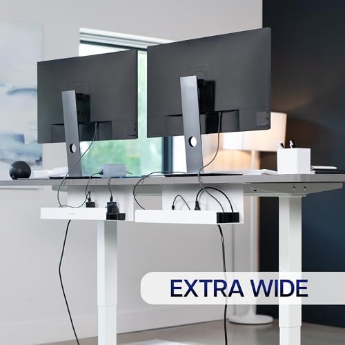 VIVO 2 Pack White 17 inch Extra Deep Cable Management Tray, DESK-AC16-2CW - Image 2