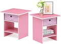 Furinno Dario End Table / Side Table / Night Stand / Bedside Table with Bin Drawer, 2-Pack, Pink/Light Pink by Furinno-FitsYourSpaceFitsYourBudget