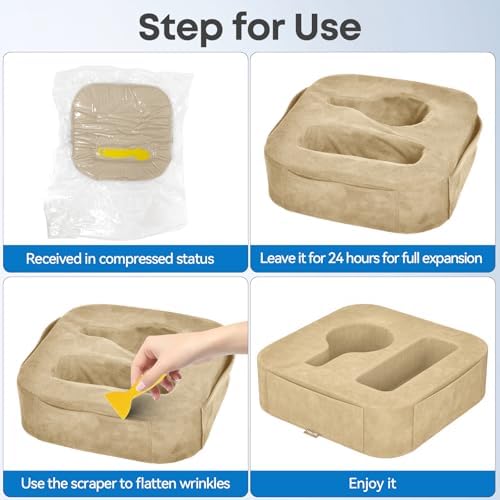 Couch Cup Holder Pillow, Couch Caddy for Drink, Snack, Phone, Remote, Game Controller, Removable and Washable Cup Cozy Pillow, Small Sofa Cup Holder Tray for Bed, Car, Desk, Sofa, Khaki - Image 6