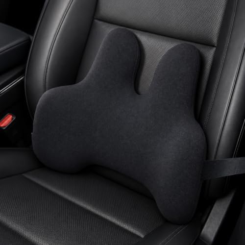 Slim Lumbar Support Pillow for Car Seat and Office Chair | Slim dual-wing memory foam back cushion with adjustable strap and washable cover for office chairs, gaming chairs and cars by HOME