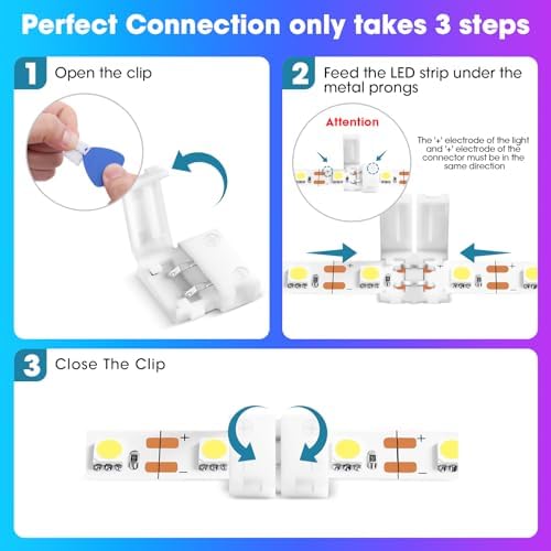 10Packs 2-Pin RGB LED Light Strip Connectors 8mm Unwired Gapless Solderless Adapter Terminal Extension - Image 3