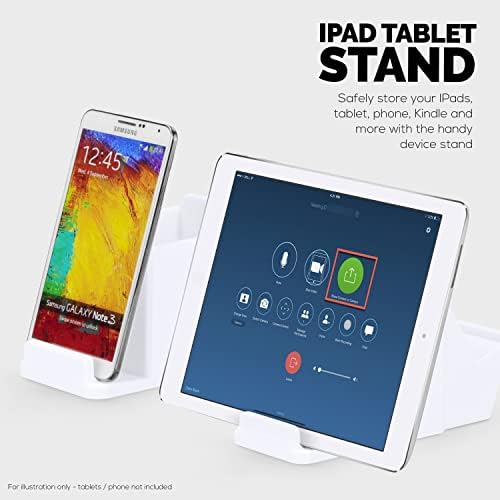 Desk Organizer with Game Controller Holder, Tablet Stand for iPads/iPhones, TV Remote & Pen Storage, Reduce Desktop Clutter, Have All Your Side Table Items in One Space (White) - Image 6