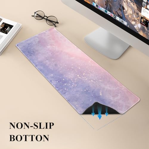Gaming Desk Mat with Keyboard Wrist Rest Set, 4 in 1 Mouse Pad Set | Purple Large Mouse Pad& Cloud Keyboard Wrist Rest& Mouse Wrist Rest&Coaster, Comfort and Support for Typing and Gaming - Image 6