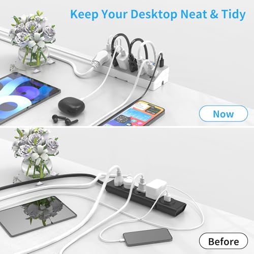 Desk Clamp Power Strip with 40W Fast Charging USB-C, JXGUCAT 10Ft Desk Mount Surge Protector with 6 Outlets 6 USB Ports, Flat Plug Extension Cord Home Office Essentials, Fit 2.48" Tabletop Edge - Image 5