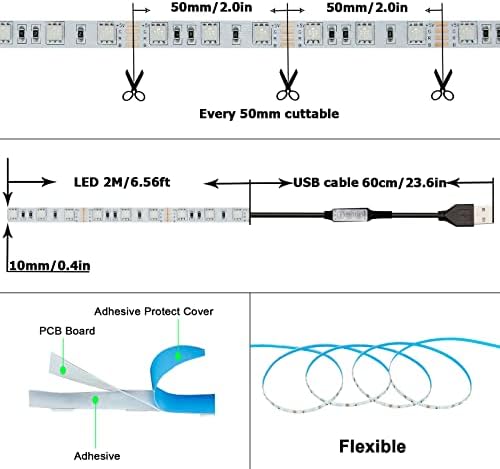 5V USB RGB LED Strip Light USB Powered 13.2ft/4M (2pcs x 6.6ft) 240LED - Image 2