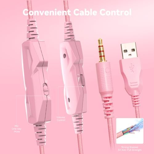 IMYB A36 Pink Gaming Headset with Mic Stereo Headphones for Pc, PS5, Xbox - Image 5