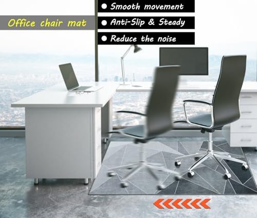 Office Chair Mat for Hardwood Floor,55"*35" Floor Mat for Office Chair,Rolling Desk Chair Mat - Anti-Slip Chair Mat for Laminate/Tile Floor Black Grey - Image 4