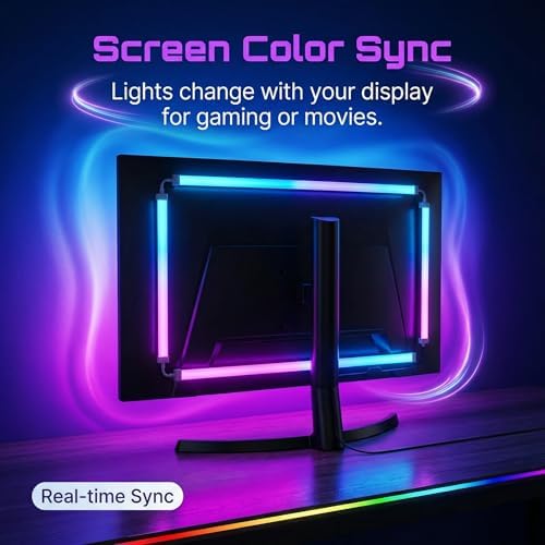 RGB Monitor Backlight for 34 Inch Ultrawide Monitors (21:9), Screen Sync Ambient Lighting Kit with Dual USB Power, Music Mode, Dynamic Gaming Lights for Curved Screens (4 Sides - 34 inch) - Image 4