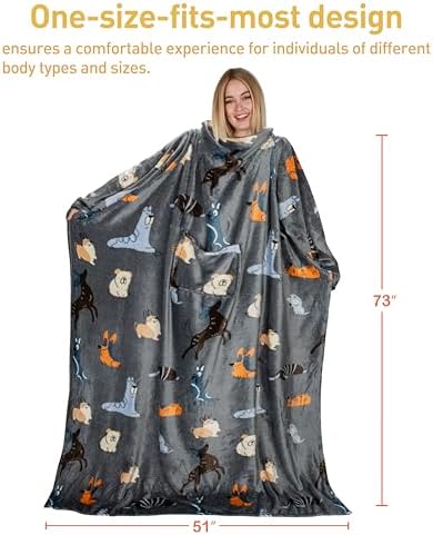 Catalonia Wearable Blanket with Sleeves for Women & Men, Fleece Wrap Throw - Image 6