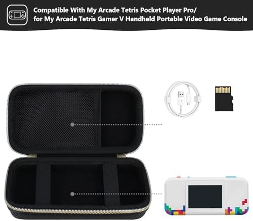 Supmay Hard Travel Case for My Arcade Tetris Pocket Player Pro, Strategic Puzzle Games, Portable Video Game System Handheld Game Protection Case with Mesh Pocket for Batteries and USB Cable, Black - Image 2