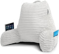 Nestl Reading Pillow with Shredded Memory Foam, Luxe Cut Plush Back Pillow for Sitting Up in Bed, Back and Arms Adjustable Support for Adult & Teens, Backrest Pillows with Washable Cover White by Nestl