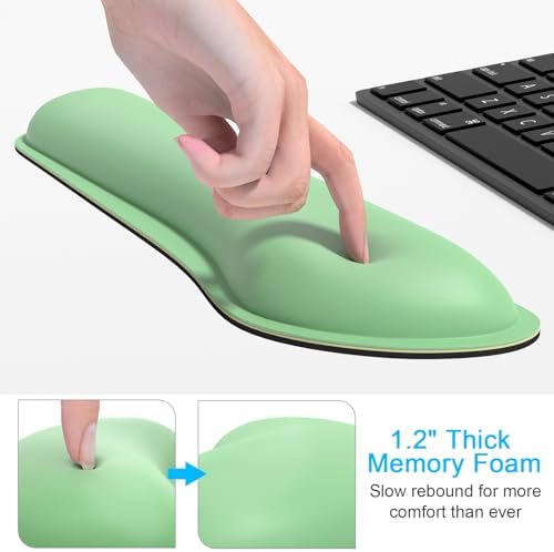 Dapesuom Keyboard Wrist Rest Set, Cute PU Leather Wrist Cushion for Computer Keyboard and Mousepad, Memory Foam Mouse Pad Rests Support with Non-Slip Base for Typing Pain Relief, Laptop, Mint Green - Image 4