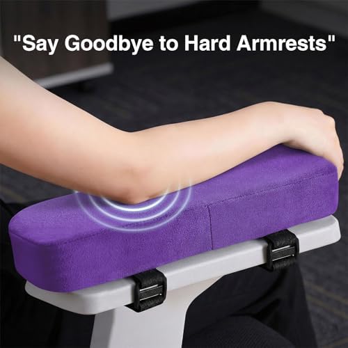 Smiry Memory Foam Office Chair Armrest Pads, Non-Slip Armrest Cushion | Ergonomic Arm Rest Pads with Adjustable Buckles and Straps, Elbow Relief for Desk, Gaming & Wheelchair, Purple, Set of 2 - Image 4