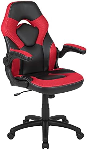 Flash Furniture X10 Gaming Chair Racing Office Ergonomic Computer PC Adjustable Swivel Chair with Flip-up Arms, Red/Black LeatherSoft | Ergonomic, Flip-up Arms, Height Adjustable, Racing Style by FlashFurniture