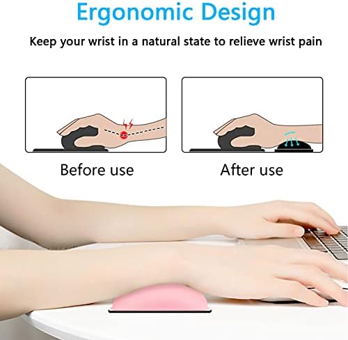 Dapesuom Mouse Wrist Rest, Ergonomic Memory Foam Mouse Wrist for Computer Desk Mats Support, PU Leather Hand Rest Pad Cushion for Gaming, Laptop, Men, Women, Pain Relief & Easy Typing, Pink - Image 2