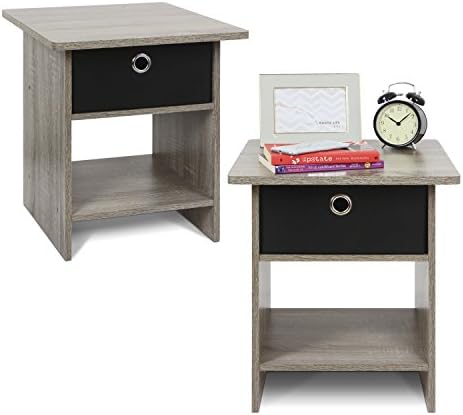 Furinno Dario Set of 2 Square Side Table, End Table, French Oak Grey by Furinno-FitsYourSpaceFitsYourBudget