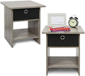 Furinno Dario Set of 2 Square Side Table, End Table, French Oak Grey by Furinno-FitsYourSpaceFitsYourBudget