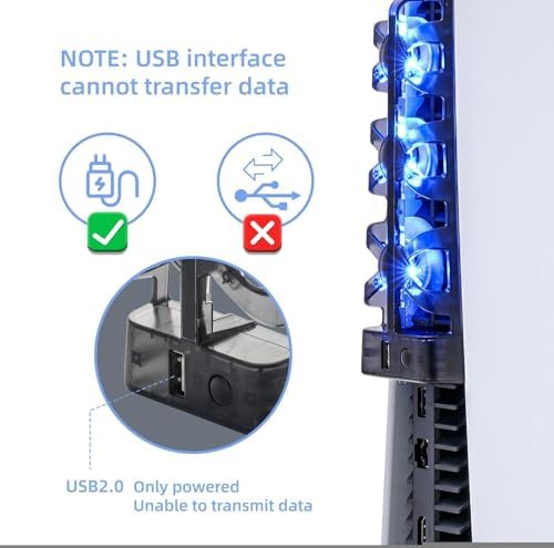 NANANINO Cooling Fan for Original PS5 Console Only, 3-Fan External Cooler with USB Charging Port, Quiet Plug & Play Cooling System, Blue LED Indicator, for PS5 Disc & Digital Edition (Pack of 2) - Image 5