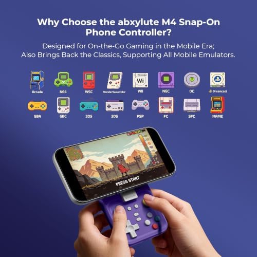 abxylute M4 Snap-On Mobile Gaming Controller for Android & iPhone, Switch 1&2, Portable Bluetooth Controller, Pocket-Sized Retro Arcade Phone Gamepad Kickstand, Dual Joystick Turbo Pro Gaming Magnetic (Blue) - Image 2