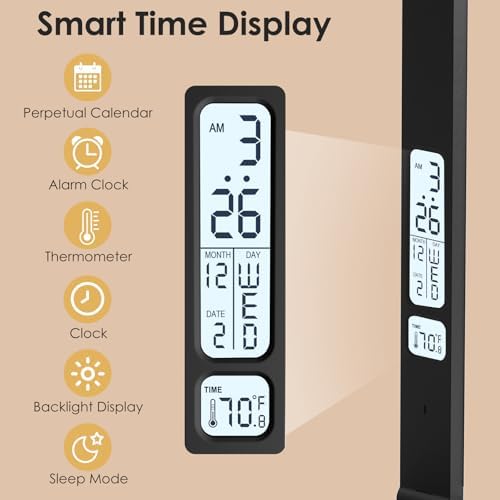 LED Desk Lamp with Power Strip: Table Lamp with Charging Station - 2 Outlets 1 USB-A Ports 1 Type-C Ports, Surge Protection and Led Display, 5ft Extension Cord, 5 Color Modes 5 Brightness - Image 3