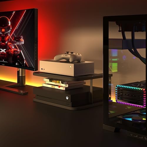 Black Projector Wall Shelf/Floating Under TV Game Double Shelf Stand for Xbox, Router/Entertainment Center, Projector Holder Accessories - Image 3