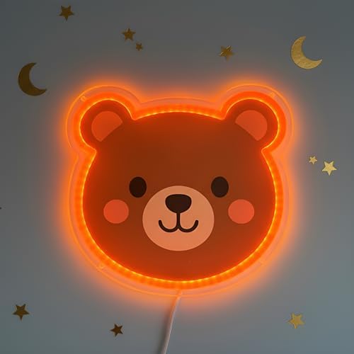 Cute Bear LED Neon Sign with Dimmable Night Light for Bedroom, Play Room, Kids Room, Nursery, Wall Decor and Birthday and Christmas Gift USB Connection by Unknown