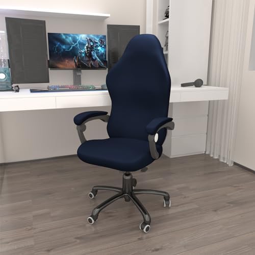 Gaming Chair Cover Game Chair Cover for Reclining Rotating Chair,Navy Blue | Waterproof, Cat Scratch Proof, Stretch with Amrest, Breathable, Anti-Scratch, Pet-Resistant, For Big Tall High Back Chairs - Image 2