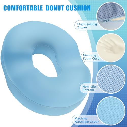 BlissTrends Donut Pillow Seat Cushion, Memory Foam Lifting Cushions | Donut Chair Cushions for Postpartum Pregnancy&Hemorrhoids,Tailbone Pain Relief, for Office&Home Chairs(X-Large, Light Blue) - Image 3