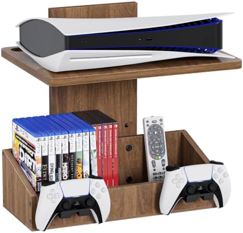2-Tier Floating TV Wall Shelf With Video Game Storage, Controller Holder by Bliesosfud