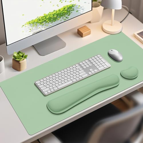 Mouse Pad and Keyboard Wrist Rest, Large Keyboard and Mouse Pad Set, Ergonomic Mousepad with Wrist Rest, Non-Slip Desk Mat Protector for Office, Home (35.4×15.7 Inches, Lake Green) - Image 6