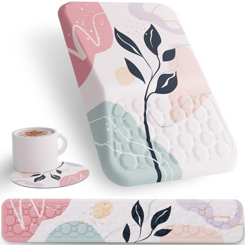 Ospelelf Mouse Pad with Wrist Rest and Keyboard Wrist Rest, Ergonomic Wrist Rest for Computer, Office, Gaming, Pink by OspelelfOfficeSupplies