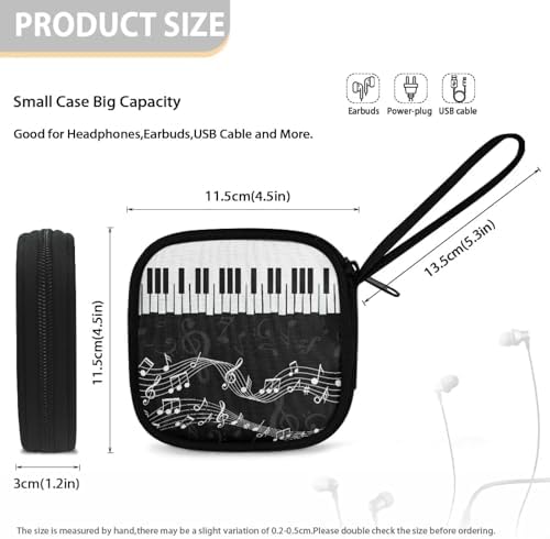 Piano Key Musical Notes Earphone Earbuds Case Portable Earbuds Carrying Case Phone Accessories Organizer with Handle for Earphone - Image 5