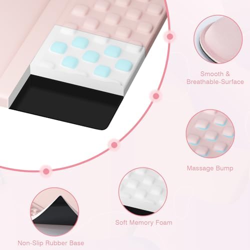 Ospelelf Keyboard Stand Wrist Rest Pad and Ergonomic Mouse Pad Set with Large Mousepad Desk Mat, Memory Foam Comfort, Premium Office Desk Accessories for Pain Relief and Efficiency, Pink - Image 5